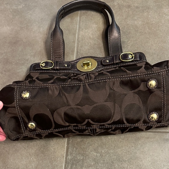 Coach Dark Brown Shoulder Bag with Gold Accents - Picture 3 of 16